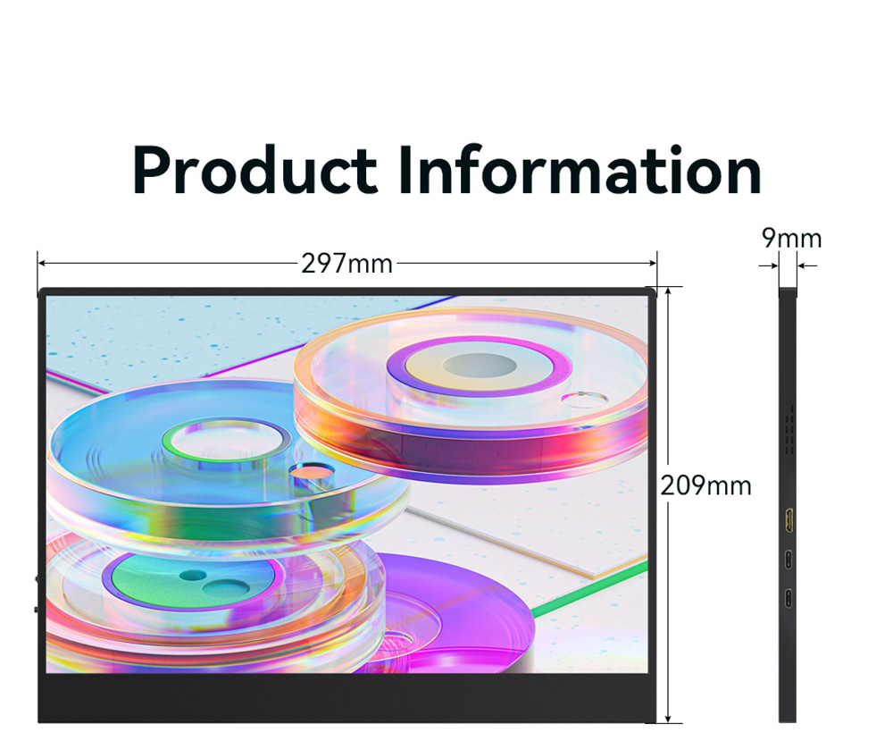 AOSIMAN P134UCC 13.4 inch Portable Monitor, 3840*2400 IPS Screen, 60Hz Refresh Rate, 100% sRGB, 1W*2 Speakers, Anti-blue Light, FreeSync