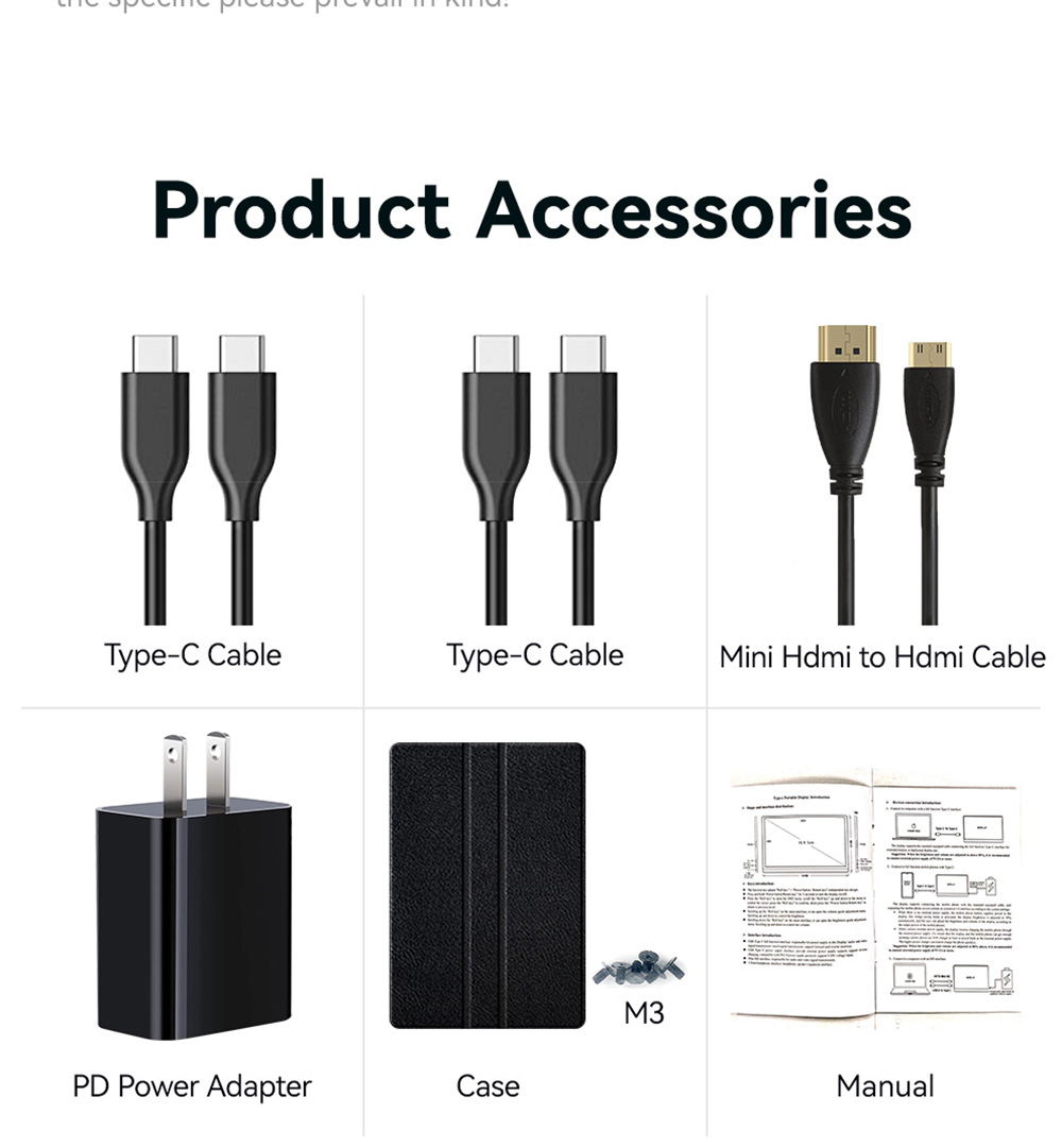 AOSIMAN P134UCC 13.4 inch Portable Monitor, 3840*2400 IPS Screen, 60Hz Refresh Rate, 100% sRGB, 1W*2 Speakers, Anti-blue Light, FreeSync