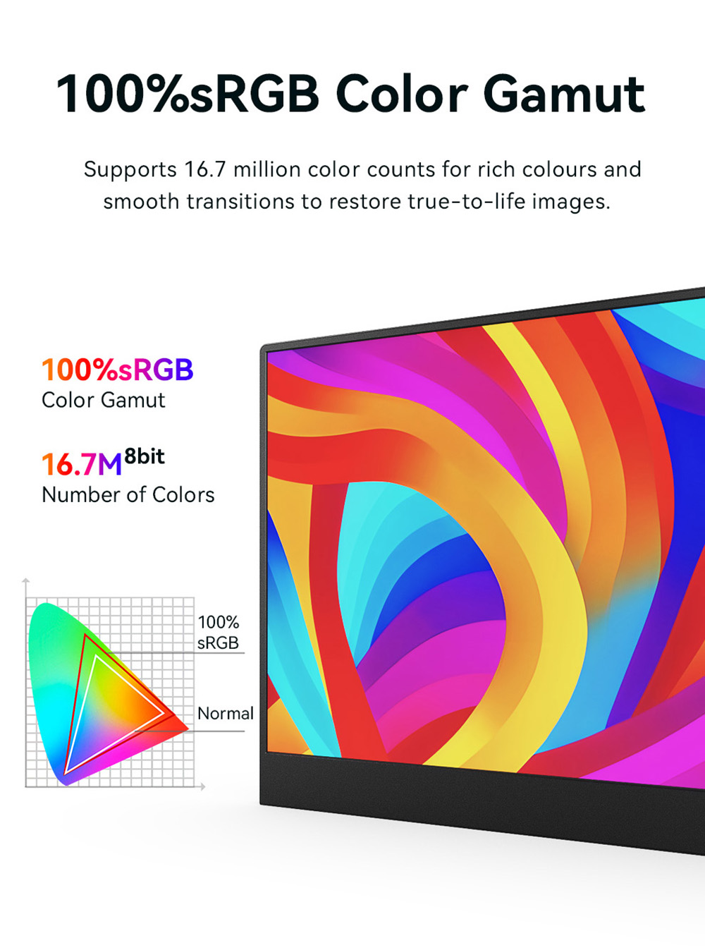 AOSIMAN P134UCC 13.4 inch Portable Monitor, 3840*2400 IPS Screen, 60Hz Refresh Rate, 100% sRGB, 1W*2 Speakers, Anti-blue Light, FreeSync
