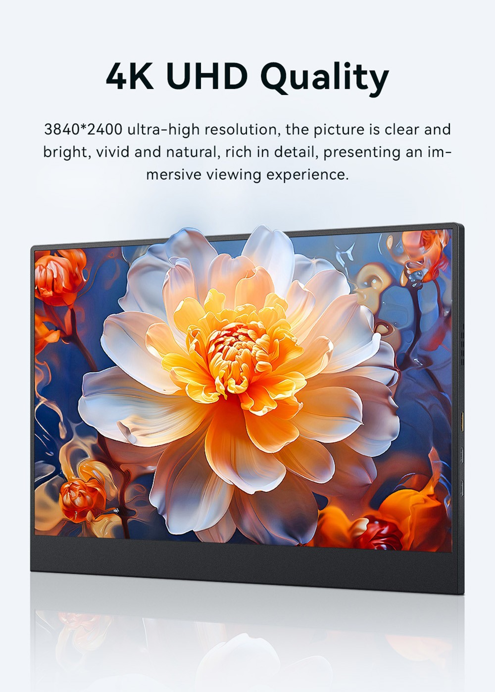 AOSIMAN P134UCC 13.4 inch Portable Monitor, 3840*2400 IPS Screen, 60Hz Refresh Rate, 100% sRGB, 1W*2 Speakers, Anti-blue Light, FreeSync