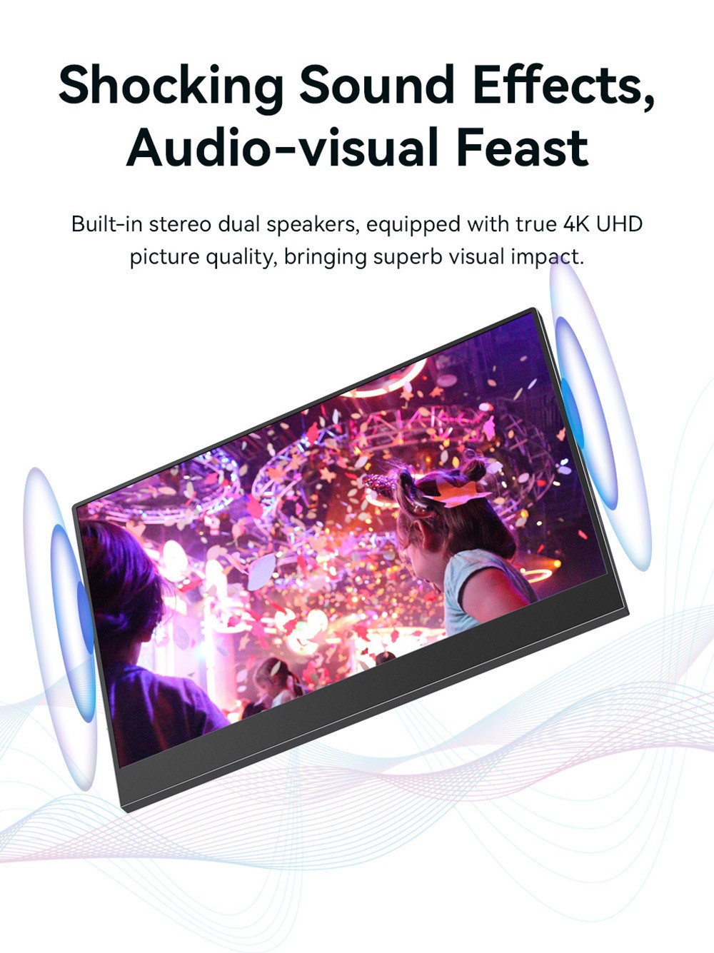 AOSIMAN P134UCC 13.4 inch Portable Monitor, 3840*2400 IPS Screen, 60Hz Refresh Rate, 100% sRGB, 1W*2 Speakers, Anti-blue Light, FreeSync