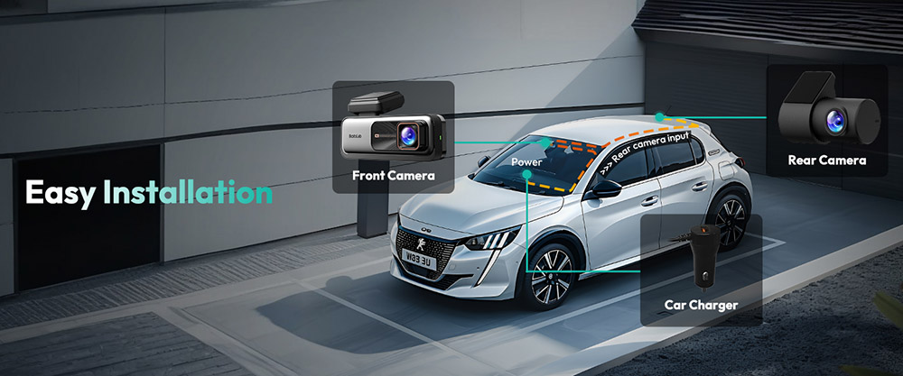 Botslab G980H 4K Dash Cam, predná a zadná kamera, snímač Sony IMX415, ADAS, parkovací režim 24/7, zabudovaný GPS, WDR, 64GB SD karta, širokouhlý záber 170°