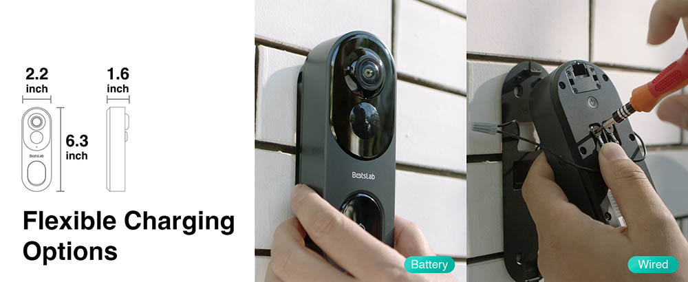 Botslab R811 Video Doorbell s 5MP kamerou, 180° širokouhlým záberom, 32GB internou pamäťou, s AI/Radar/PIR detekciou, 2.4/5GHz WiFi, 2-cestný zvuk, vodotesnosť IP66