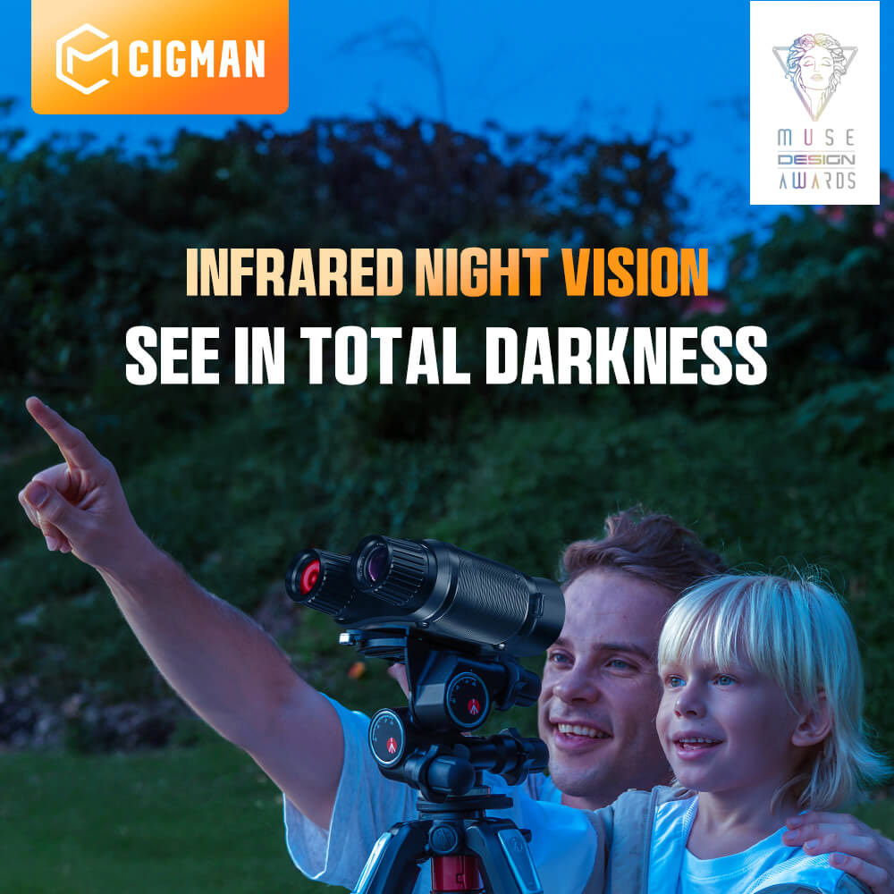 CIGMAN CNV02 Night Vision Binoculars, 3 inch Screen, 5000mAh Battery, 3 Levels IR, 8X Digital Zoom