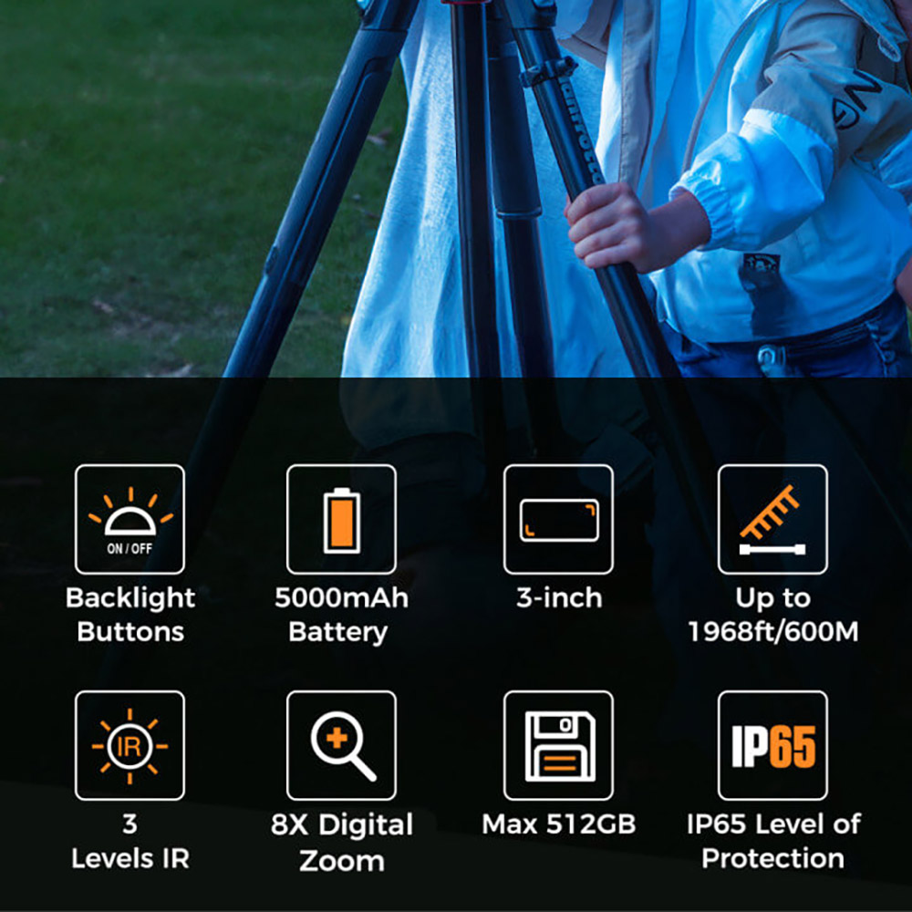 CIGMAN CNV02 Night Vision Binoculars, 3 inch Screen, 5000mAh Battery, 3 Levels IR, 8X Digital Zoom