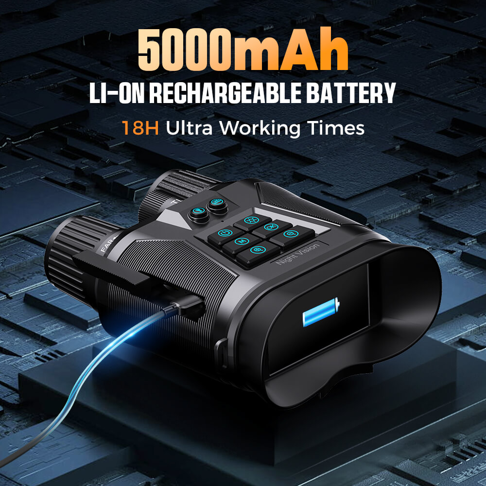 CIGMAN CNV02 Night Vision Binoculars, 3 inch Screen, 5000mAh Battery, 3 Levels IR, 8X Digital Zoom