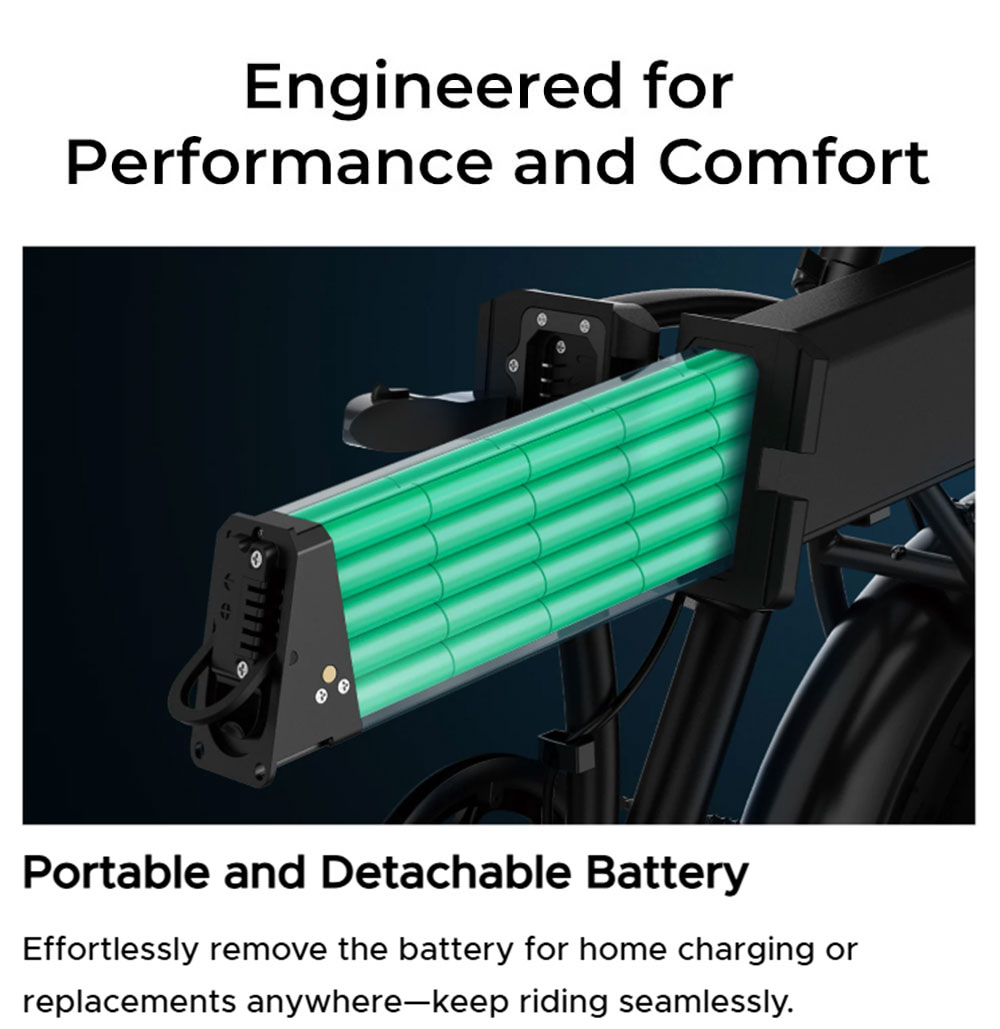 ENGWE EP-2 Boost skladací elektrobicykel, 250W motor, 48V 13Ah batéria, 20*4,0 palcové pneumatiky, max. rýchlosť 25 km/h, dojazd 120 km, predné a zadné mechanické kotúčové brzdy, senzor krútiaceho momentu, predné odpruženie, Shimano 7 rýchlostí - čierna