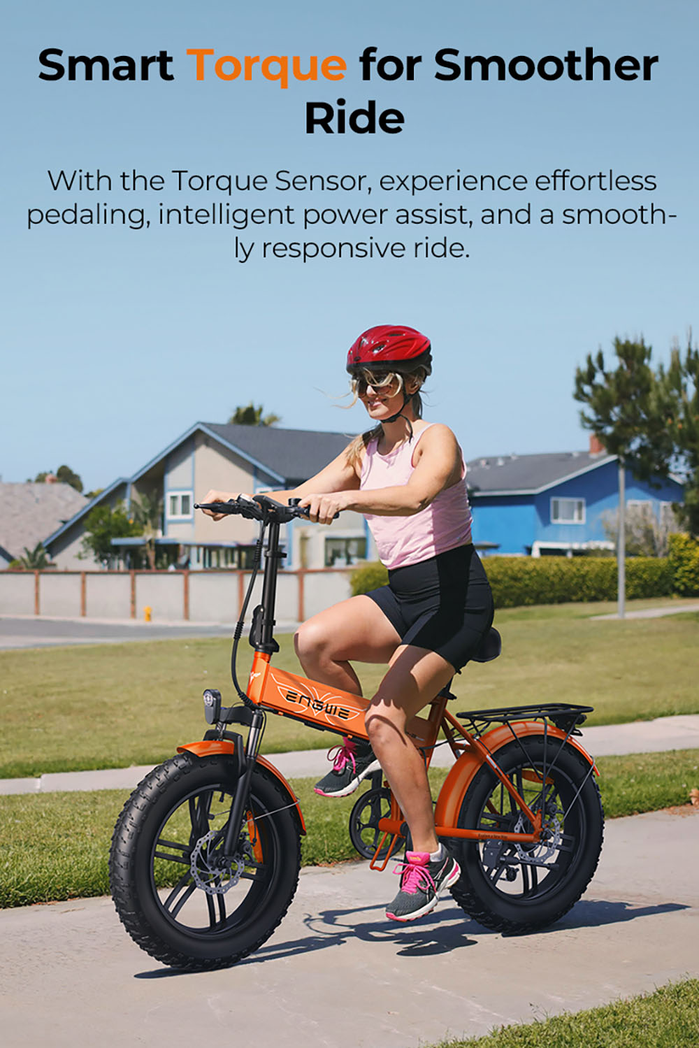 ENGWE EP-2 Boost skladací elektrobicykel, 250W motor, 48V 13Ah batéria, 20*4,0 palcové pneumatiky, max. rýchlosť 25km/h, dojazd 120km, predné & zadné mechanické kotúčové brzdy, senzor krútiaceho momentu, predné odpruženie, Shimano 7 rýchlostí - oranžová