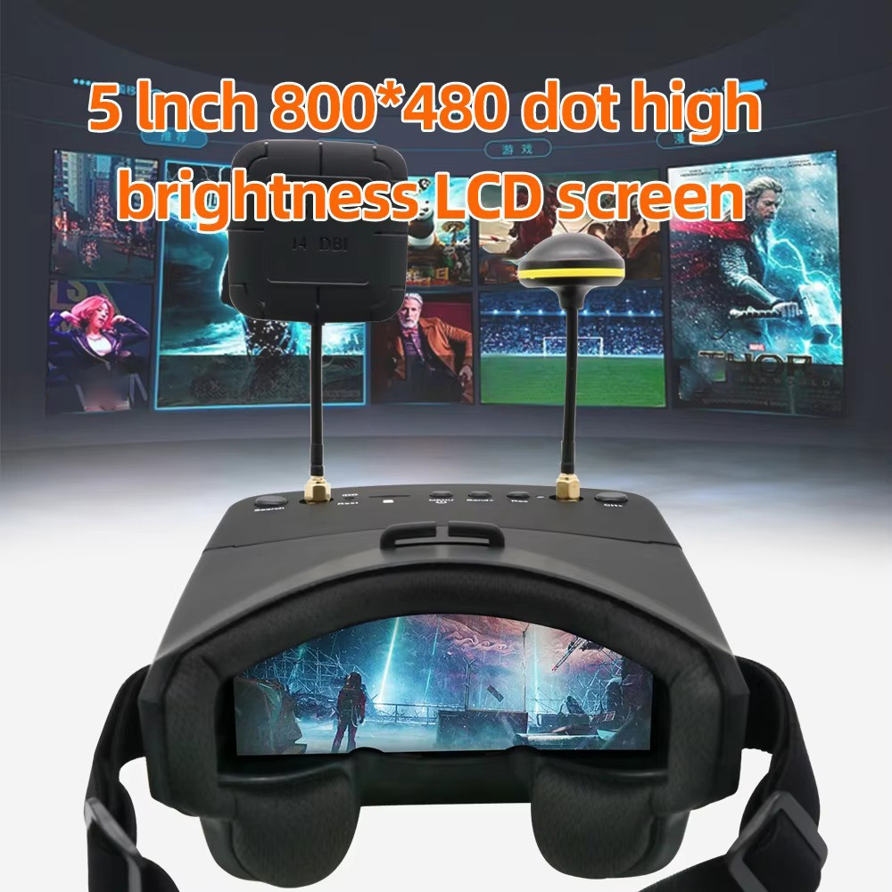 EV800D FPV Goggles with DVR, 5 inch LCD Screen, Built-in Antenna, 2000mAh Battery, for Analog FPV Camera, Transmitter, FPV, Drone, RC Car