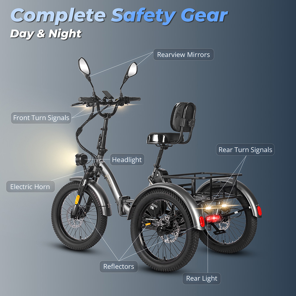 FAFREES F20 Mate Elektrisches Lastendreirad, Upgrade-Version, 500-W-Motor, 48-V-23,45-Ah-Batterie, 20 x 3,0-Zoll-Reifen, 25 km/h H&ouml;chstgeschwindigkeit, 120 km maximale Reichweite, hydraulische Scheibenbremsen, Dreifachfederung, Aluminiumdifferenzial &ndash; Schwarz