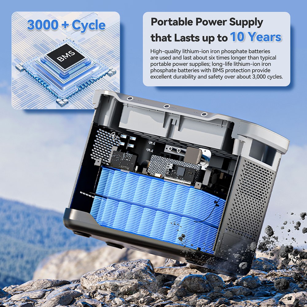 Flashfish S25 Portable Power Station, 2000W 1997Wh vonkajší generátor, LED svetlo, 3000+ LiFePO4 batéria, 1600W AC rýchle nabíjanie, UPS
