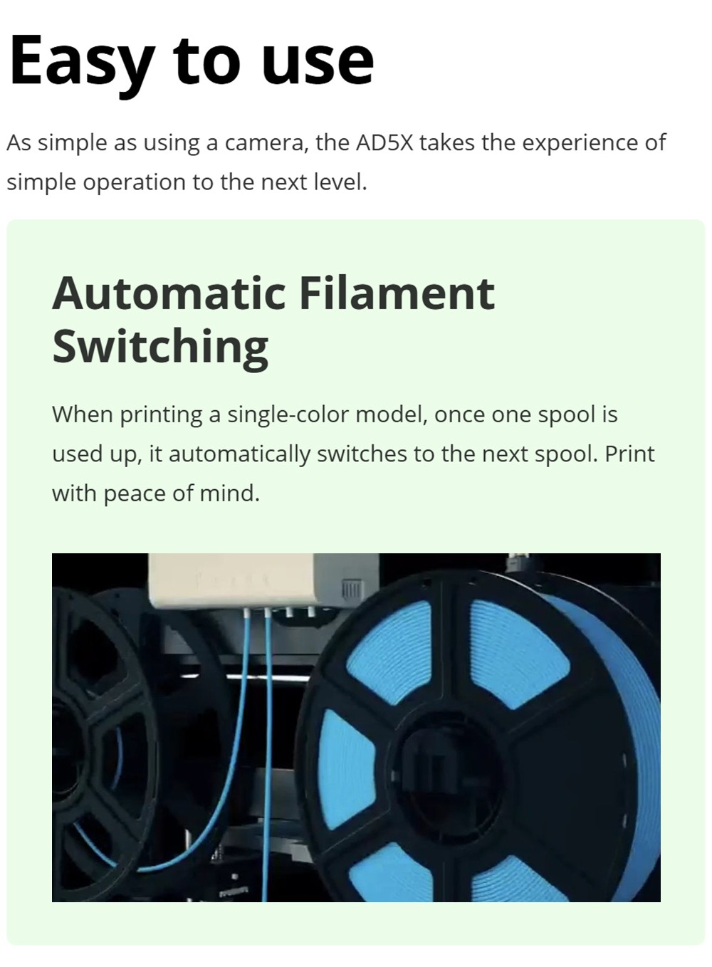 3D tlačiareň Flashforge AD5X, inteligentná 4-farebná tlač, max. 600 mm/s, 220*220*220 mm - zástrčka EÚ