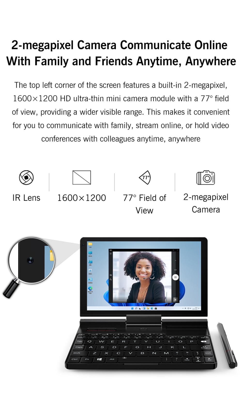 GPD Pocket 3 Handheld Laptop, Intel Core i3-1125G4 4 Core Max 3.7GHz, 8 inch 1920*1200 IPS Screen, 16GB RAM 512GB SSD, WiFi6E Bluetooth5.3, 10000mAh Battery, 1*Thunderbolt 4, 1*HDMI, 3*USB3.2, 1*RJ45