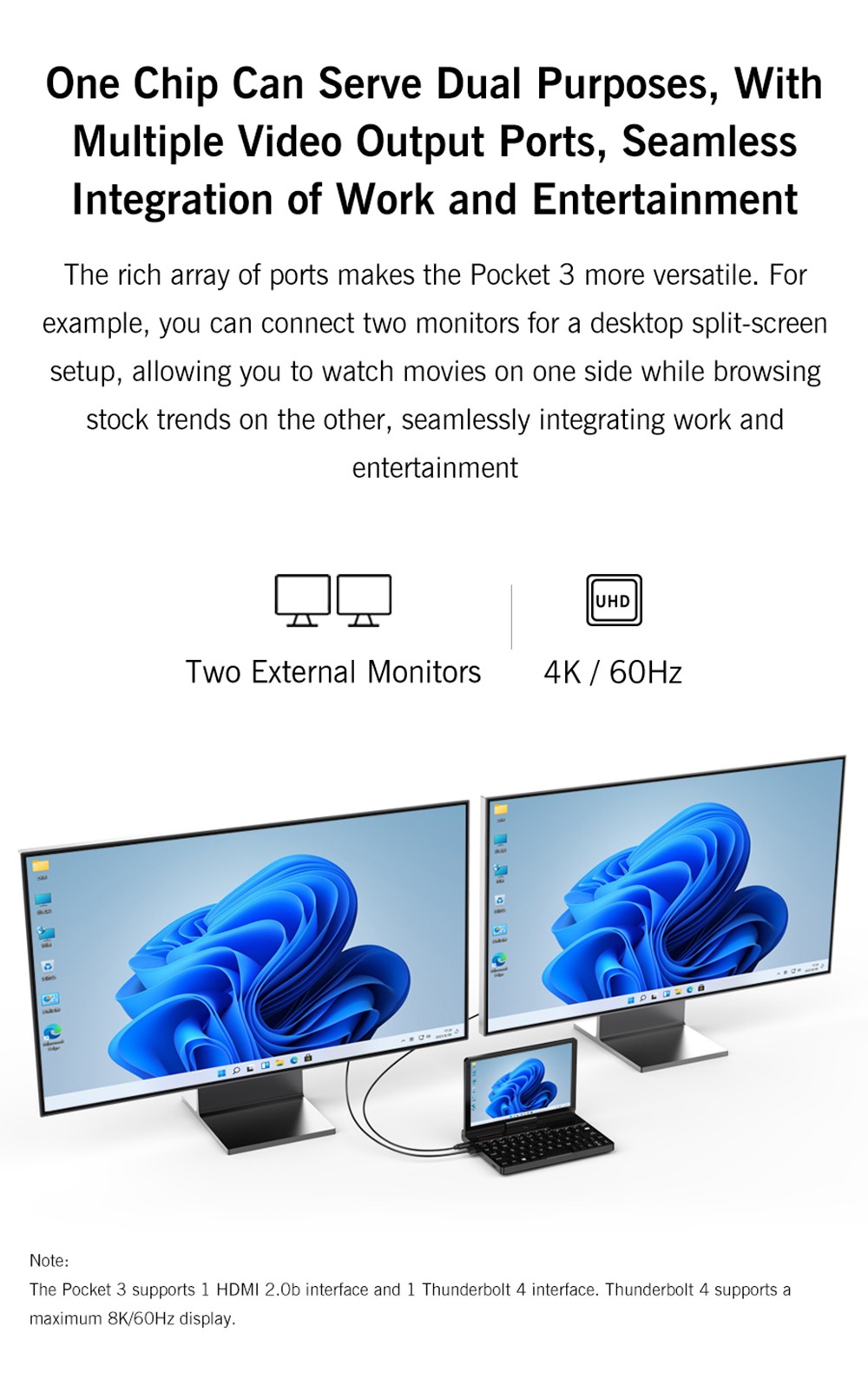 GPD Pocket 3 Handheld Laptop, Intel Core i3-1125G4 4 Core Max 3.7GHz, 8 inch 1920*1200 IPS Screen, 16GB RAM 512GB SSD, WiFi6E Bluetooth5.3, 10000mAh Battery, 1*Thunderbolt 4, 1*HDMI, 3*USB3.2, 1*RJ45