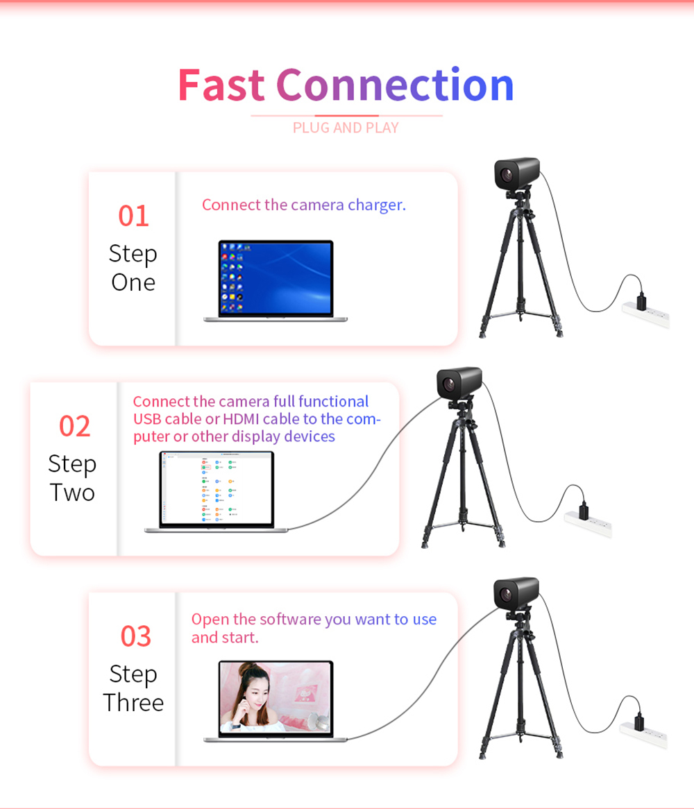 GUCEE G05-4K10X Plus Streaming Camera, 4K Ultra HD, Al Face Tracking, 10x Optical Zoom, 1s Rapid Focus, HDR &3D Noise Reduction