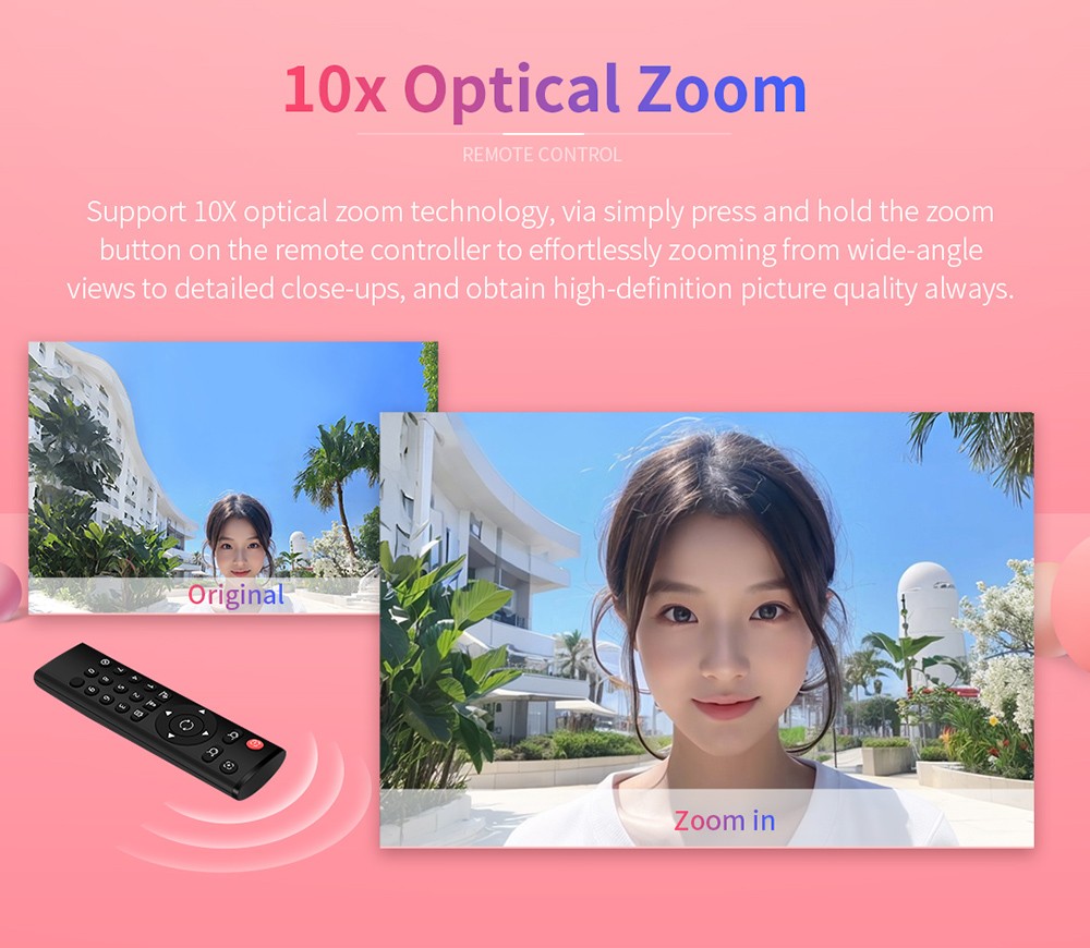 GUCEE G05-4K10X Plus Streaming Camera, 4K Ultra HD, Al Face Tracking, 10x Optical Zoom, 1s Rapid Focus, HDR &3D Noise Reduction