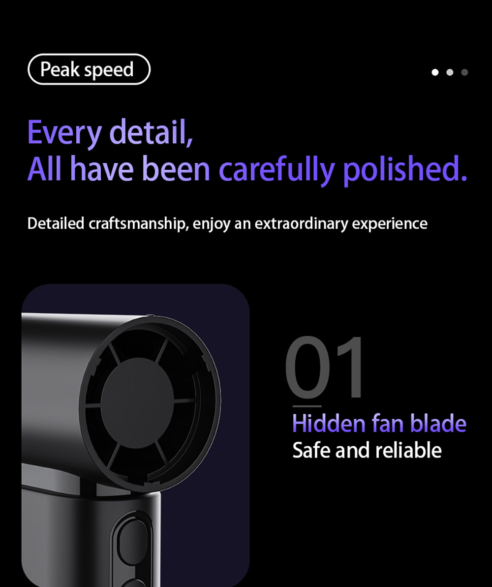 GY01 Hurricane High-speed Handheld Fan, 4-Speed Adjustable, 30m/s Ultra-Strong Wind, 90,000RPM Motor, 2000mAh Battery Capacity, Black