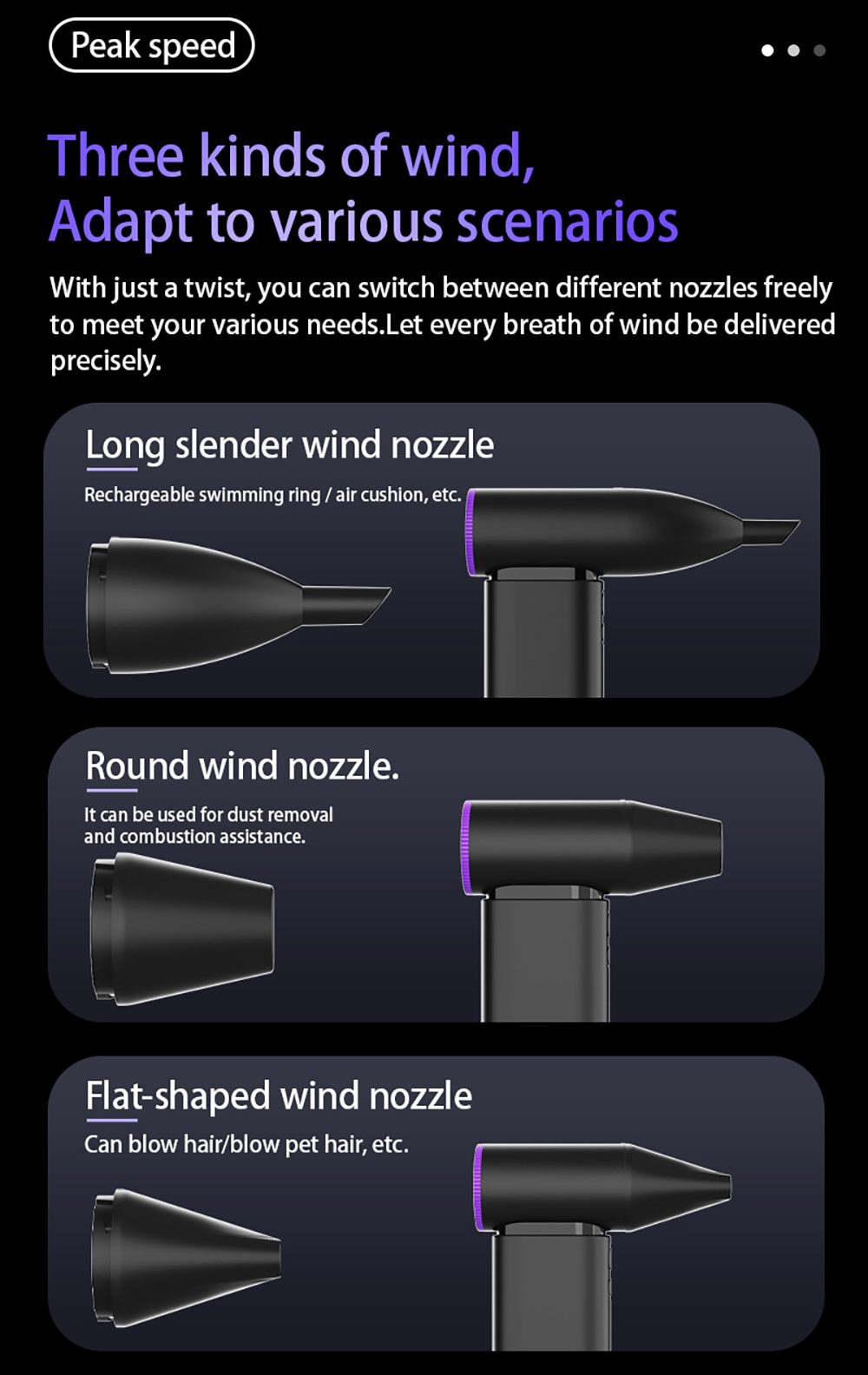 GY01 Hurricane High-speed Handheld Fan, 4-Speed Adjustable, 30m/s Ultra-Strong Wind, 90,000RPM Motor, 2000mAh Battery Capacity, Black