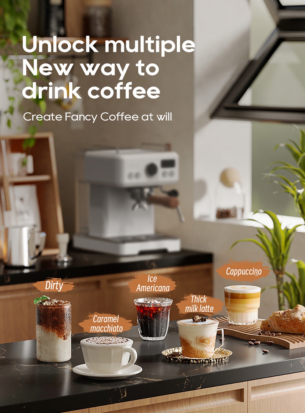 HIBREW H10Plus Espresso kávovar, poloautomatický kávovar s 20 barmi, rýchly ohrev, regulácia teploty, parný napeňovač na cappuccino latte, kompaktný z nehrdzavejúcej ocele (šálka na latte art nie je súčasťou balenia)