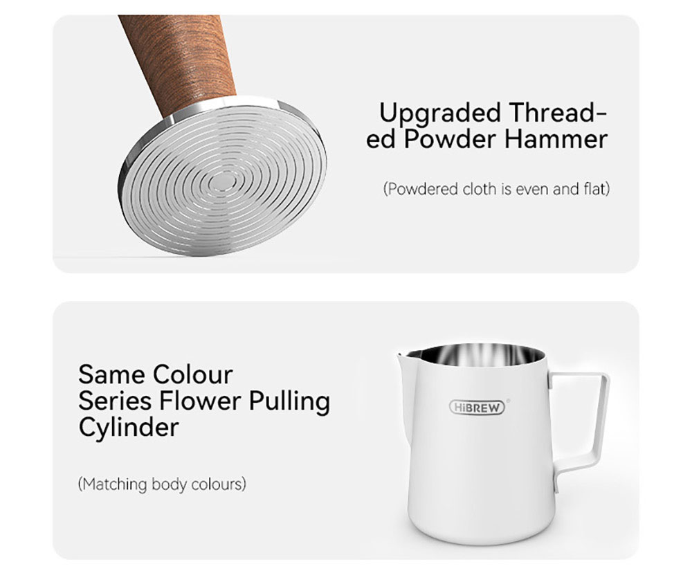 HIBREW H10Plus Espresso kávovar, poloautomatický kávovar s 20 barmi, rýchly ohrev, regulácia teploty, parný napeňovač na cappuccino latte, kompaktný z nehrdzavejúcej ocele (šálka na latte art nie je súčasťou balenia)