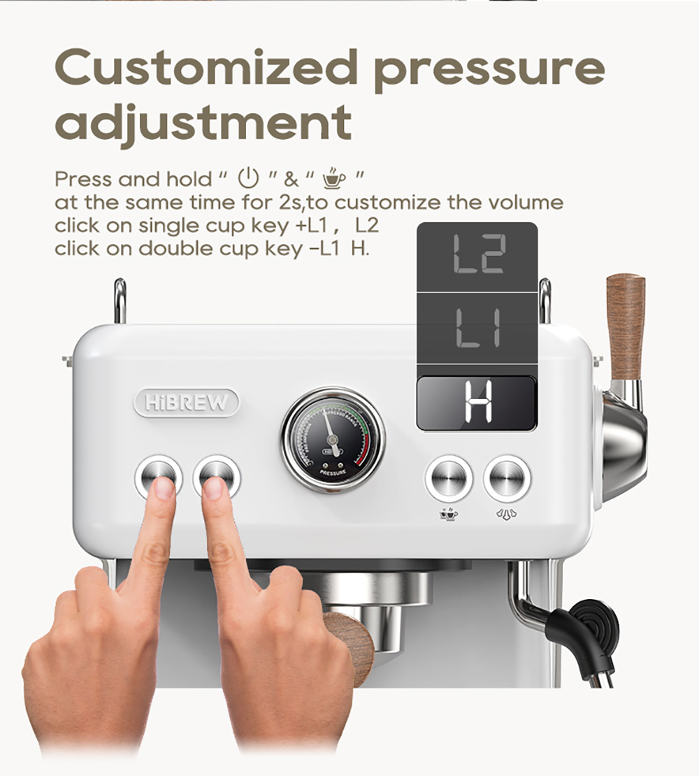 HIBREW H10Plus Espresso kávovar, poloautomatický kávovar s 20 barmi, rýchly ohrev, regulácia teploty, parný napeňovač na cappuccino latte, kompaktný z nehrdzavejúcej ocele (šálka na latte art nie je súčasťou balenia)