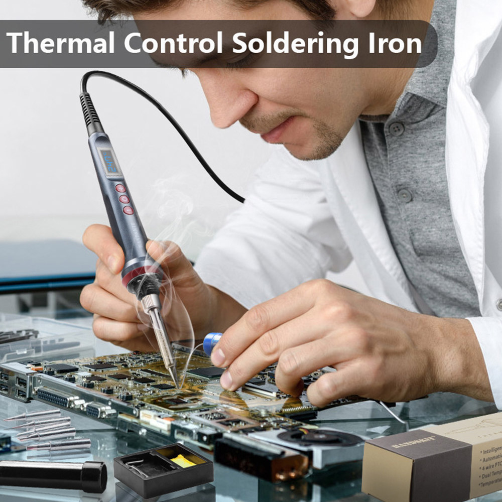 Handskit 927 90W Soldering Iron Kit, Adjustable Temp 180-480&deg;C, LED Display, Includes 5 Tips, Solder Wire, Stand, for Electronics and Welding Repairs