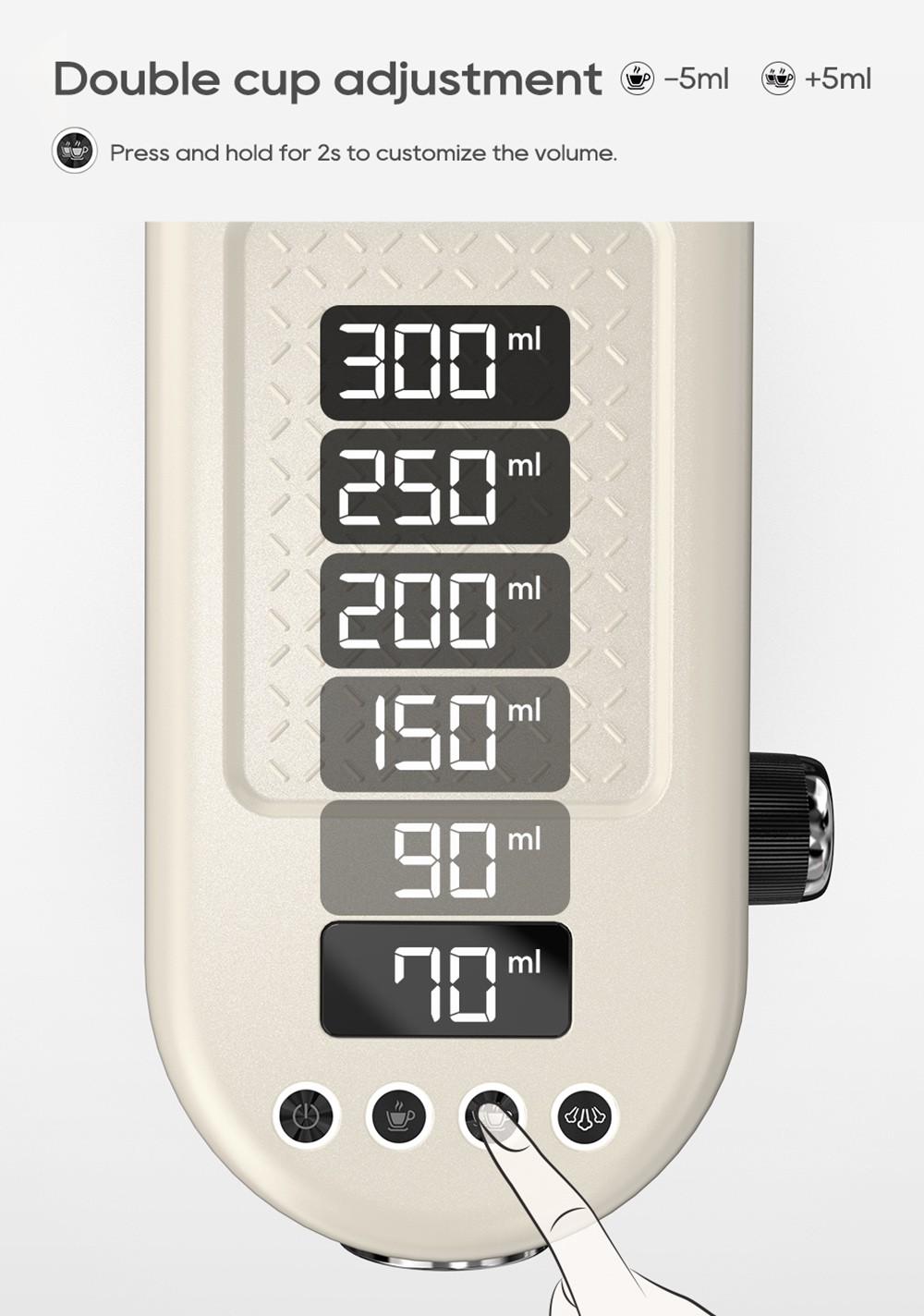 HiBREW H10B Poloautomatický espresso kávovar 20Bar Professional s nastaviteľnou teplotou & amp; objemom šálky 51mm hliníkový portafilter 1.3L odnímateľná nádržka na vodu béžová
