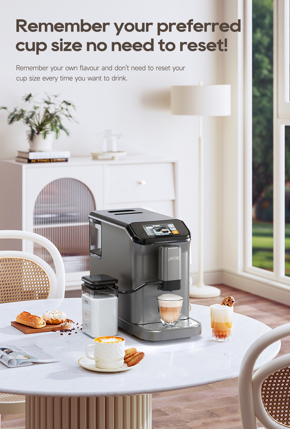 HiBREW H16 Automatický espresso kávovar s mlynčekom, 20Bar extrakcia, 4,3