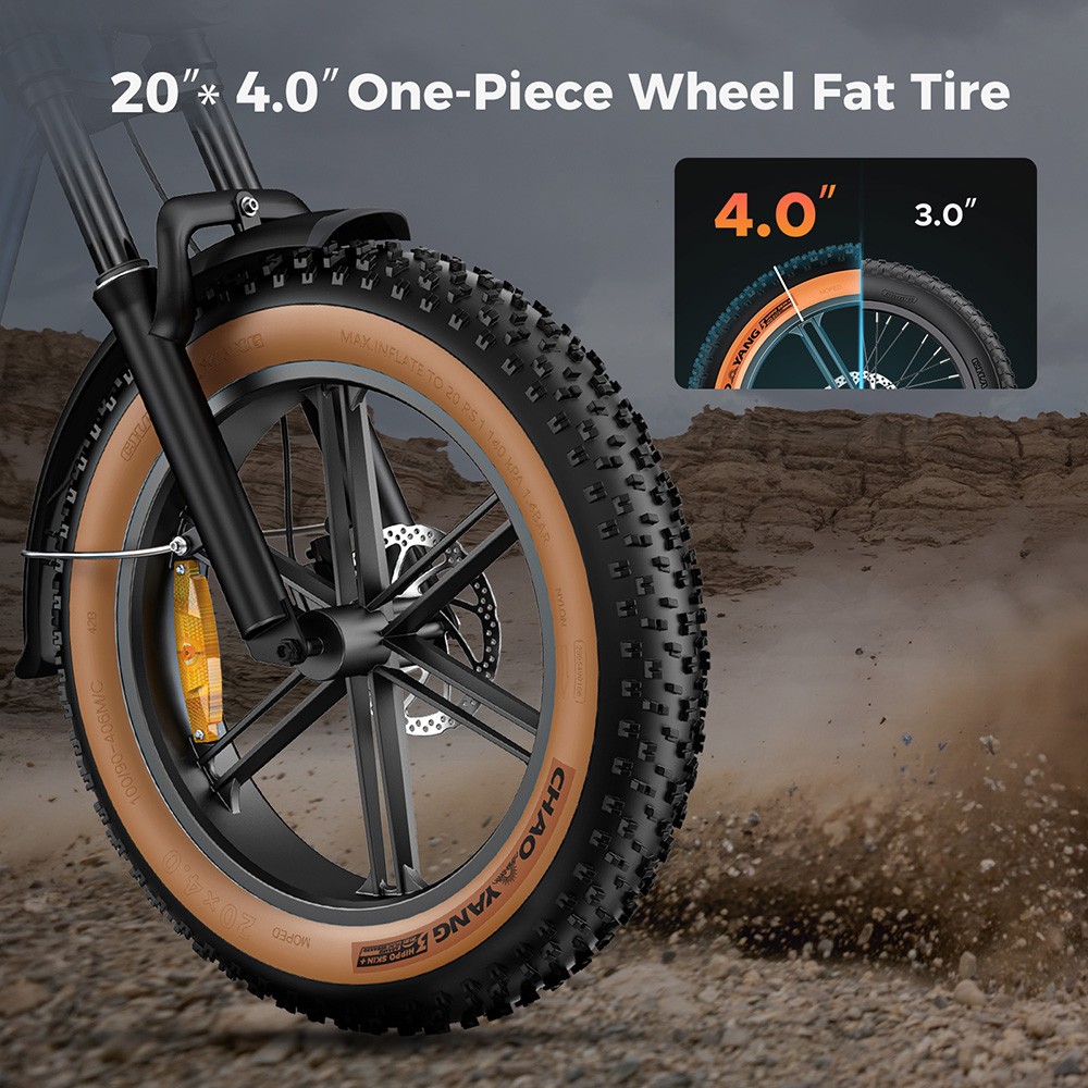 HillMiles MileZoom 1 Electric Bike, 250W motor, 52V 15,6Ah duálna batéria, 20*4.0 palcové pneumatiky, max. rýchlosť 25 km/h, max. rýchlosť 260 km, hydraulické kotúčové brzdy, predné a zadné odpruženie, Shimano 7 rýchlostí