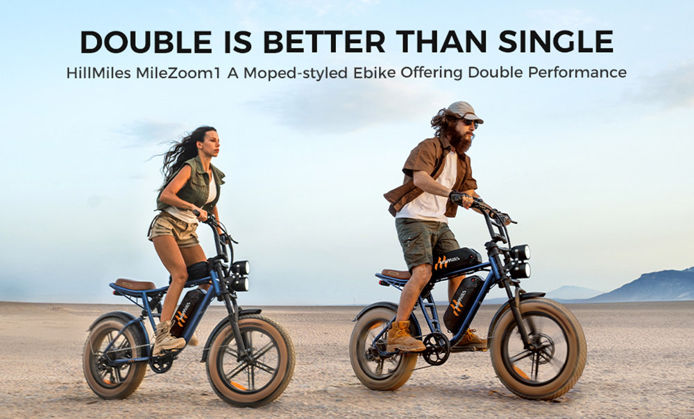 HillMiles MileZoom 1 Electric Bike, 250W Motor, 52V 15.6Ah batéria, 20*4.0 palcové pneumatiky, max. rýchlosť 25 km/h, max. rýchlosť 130 km, hydraulické kotúčové brzdy, dvojité odpruženie
