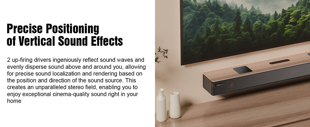 Hiwill A502 5.2.2-kanálový soundbar, dva vstavané subwoofery, Dolby Atmos, špičkový výkon 450 W