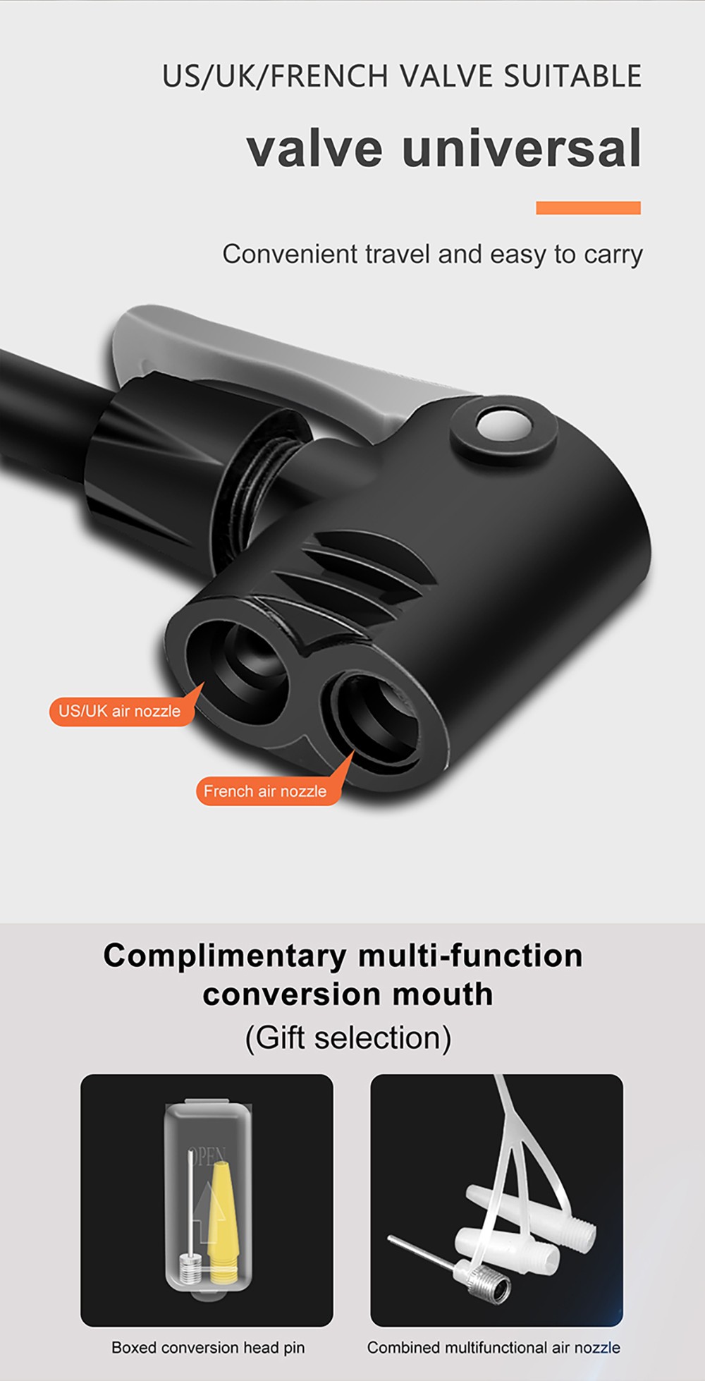 JINGDING High-pressure Air Pump for Electric Bikes, Motorcycles, Balls, Swimming Rings - Orange