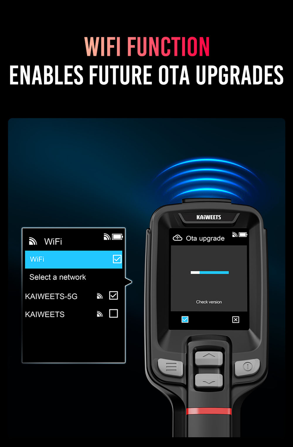 KAIWEETS KTI-W02 PRO Thermal Imaging Camera, 256x192 IR Resolution, -20℃~550℃ Range, PIP/Visible Light/Fusion Modes, 16GB TF Card