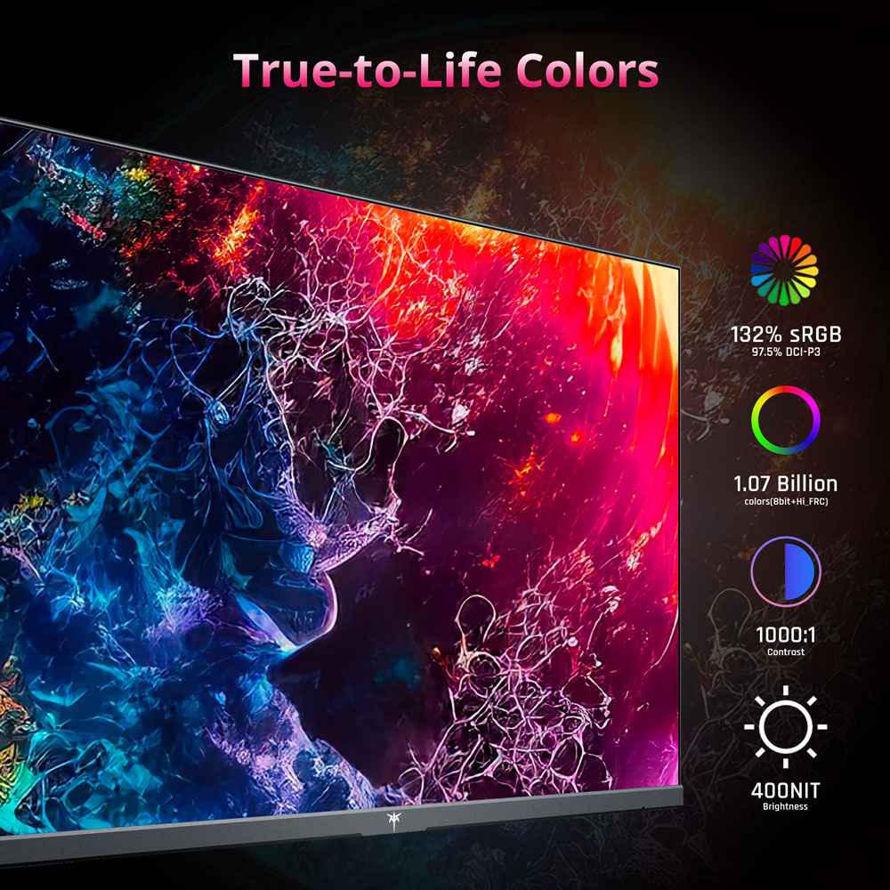 KTC H27P22S 27-inch Gaming Monitor, 3840x2160 UHD AUO 7.0 FAST IPS Panel, HDR400, 160Hz Refresh Rate, 1ms Response Time, 132%sRGB, Compatible with FreeSync and G-SYNC, Low-blue Light, 2*HDMI2.1 2*DP1.4 1*USB2.0, Adjustable Stand & Support VESA Mount