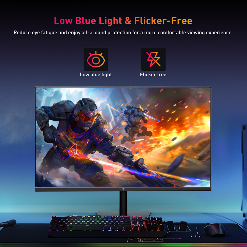KTC Q24T09 Gaming Monitor, 24-inch 2560*1440 16:9 Fast IPS Screen, 180Hz Refresh Rate, FreeSync & G-Sync, 126% sRGB, HDR Support, Low Blue Light, Wall Mount Support &Tilt Adjustment, 2 x HDMI2.0, 2 x DP1.4, 1 x Earphone Jack
