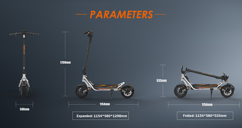 Kukirin A1 Skladací elektrický skúter, 800W motor, 48V 13Ah batéria, 10-palcová vákuová pneumatika, max. rýchlosť 45 km/h, dojazd 45 km, predná a zadná kotúčová brzda, predné a zadné tlmiče
