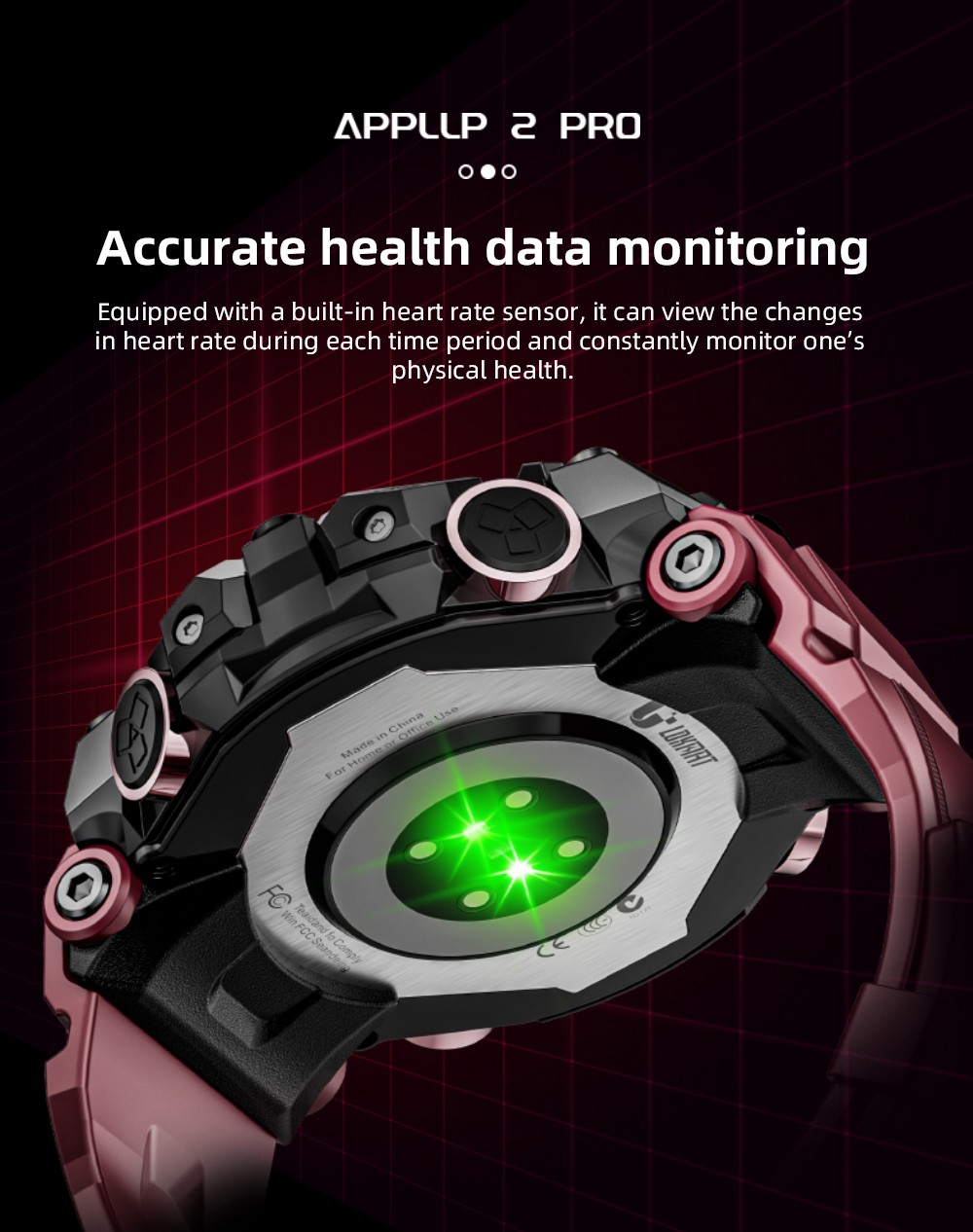 LOKMAT APPLLP 2 Pro Smartwatch, 1.508 inch AMOLED Screen, Supports 5G LTE, Dual Cameras, Facial Recognition, Health Data Monitoring - Black, 2GB+16GB