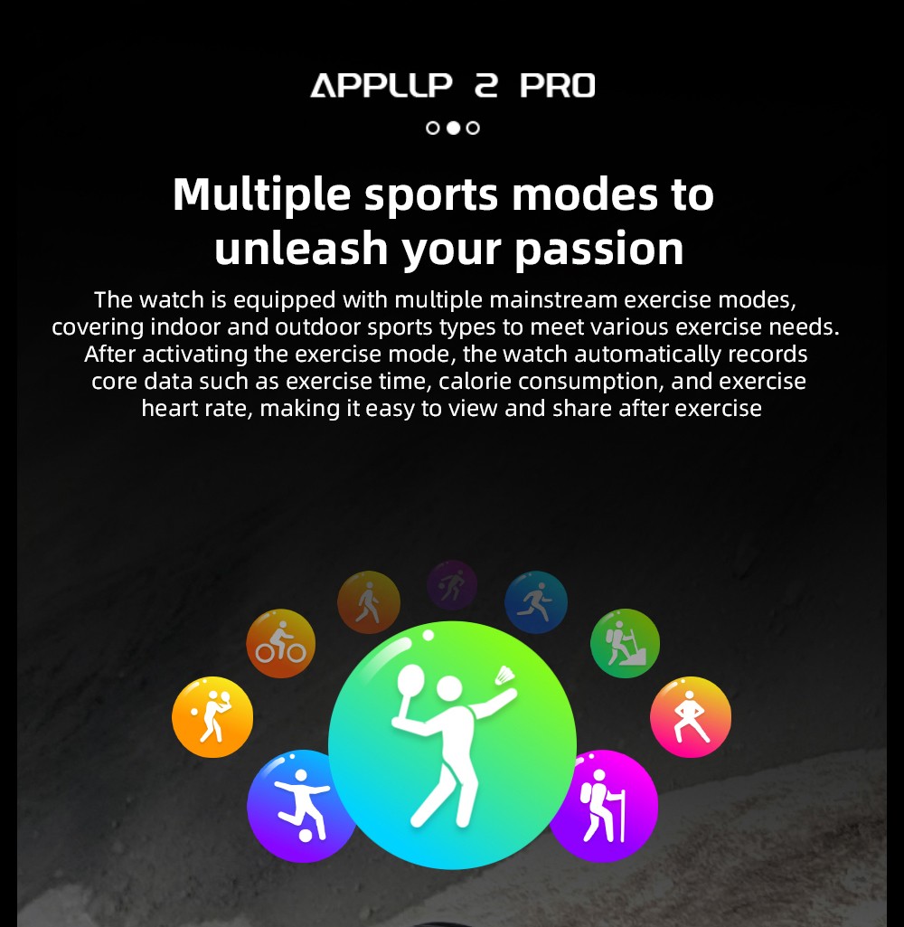 LOKMAT APPLLP 2 Pro Smartwatch, 1.508 inch AMOLED Screen, Supports 5G LTE, Dual Cameras, Facial Recognition, Health Data Monitoring - Black, 2GB+16GB