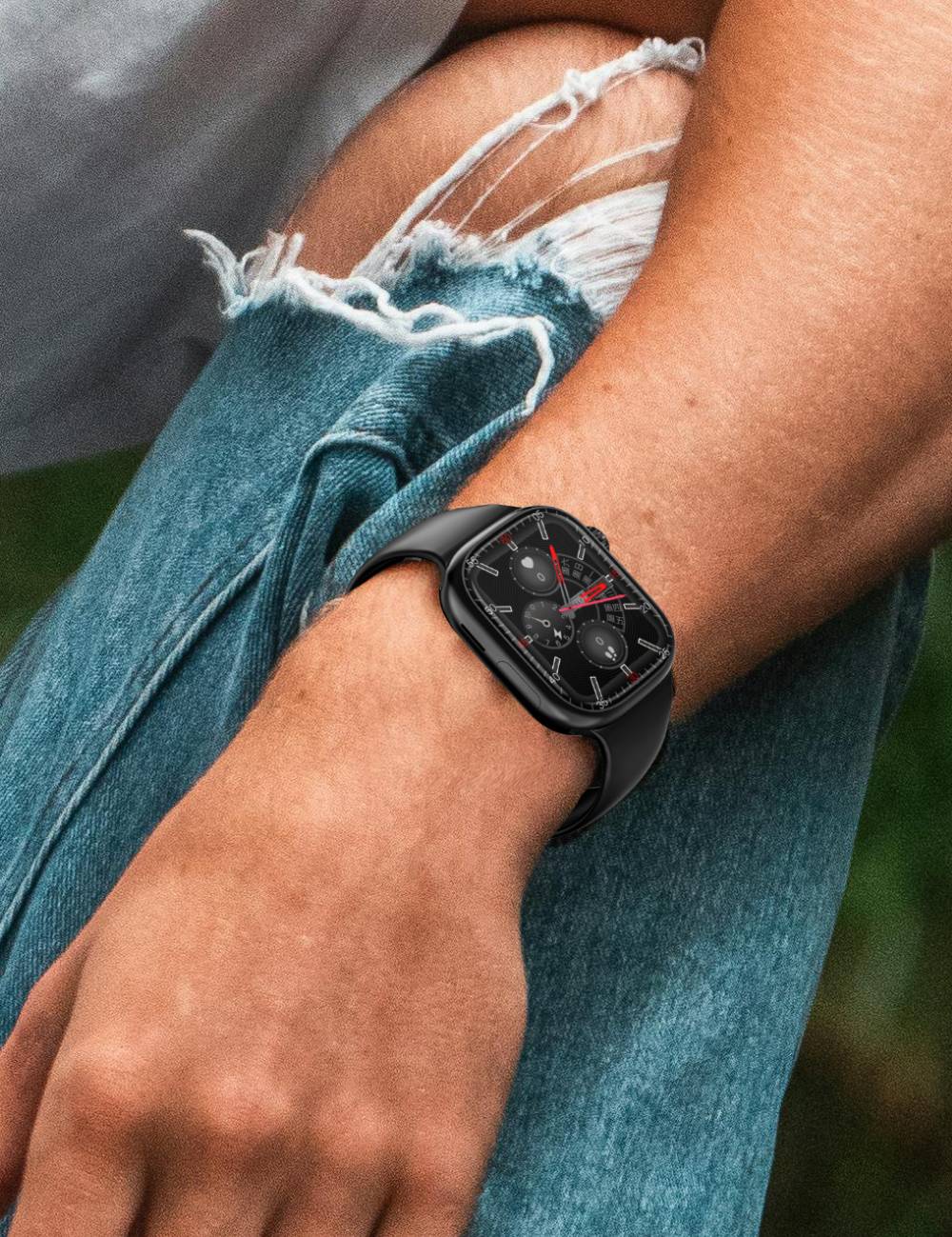 LOKMAT XH018 Smartwatch, 2.04 inch AMOLED Screen, Heart Rate Blood Oxygen Monitoring, GPS Positioning - Black