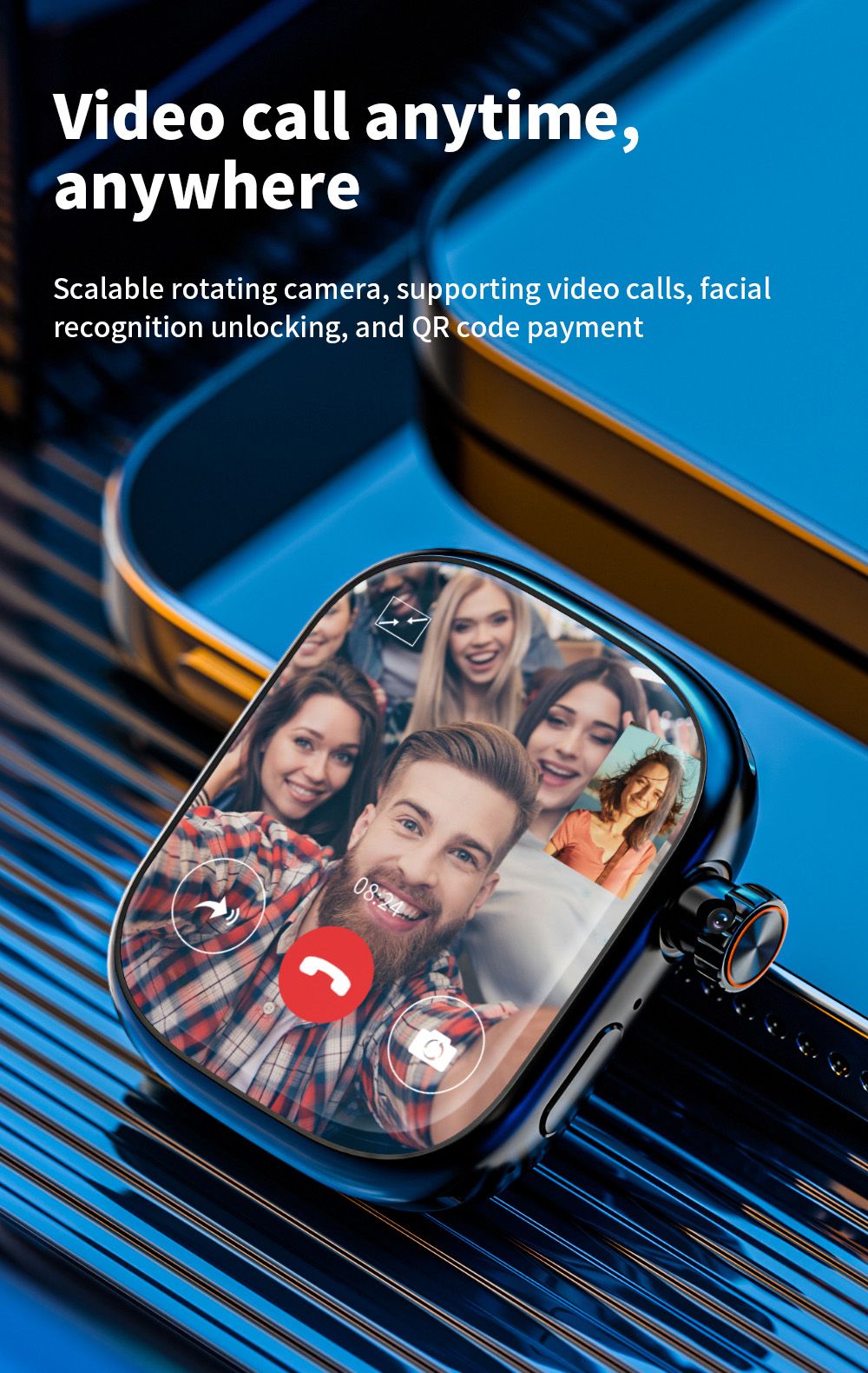 LOKMAT XH018 Smartwatch, 2.04 inch AMOLED Screen, Heart Rate Blood Oxygen Monitoring, GPS Positioning - Black