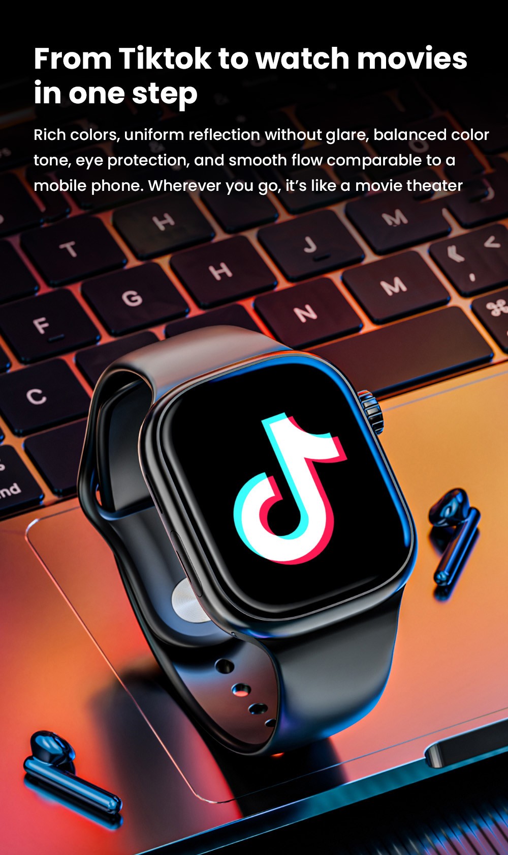 LOKMAT XH018 Smartwatch, 2.04 inch AMOLED Screen, Heart Rate Blood Oxygen Monitoring, GPS Positioning - Black