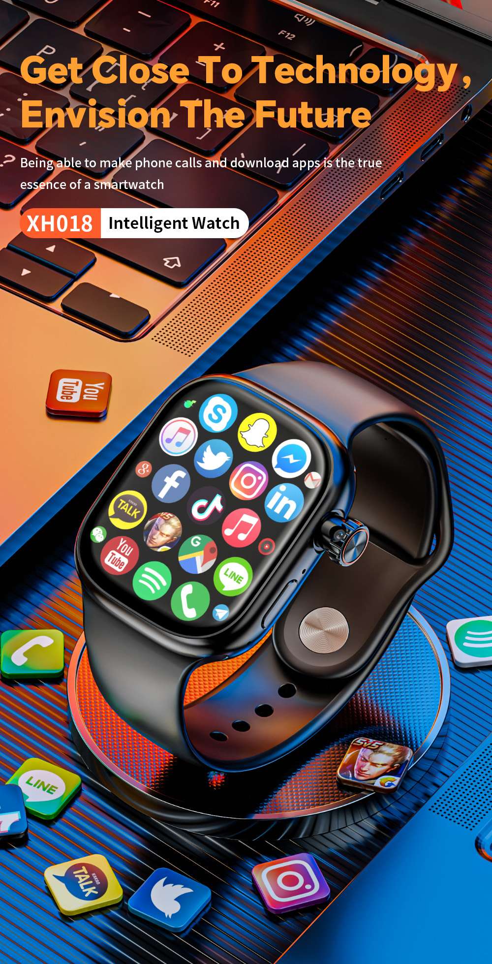 LOKMAT XH018 Smartwatch, 2.04 inch AMOLED Screen, Heart Rate Blood Oxygen Monitoring, GPS Positioning - Silver