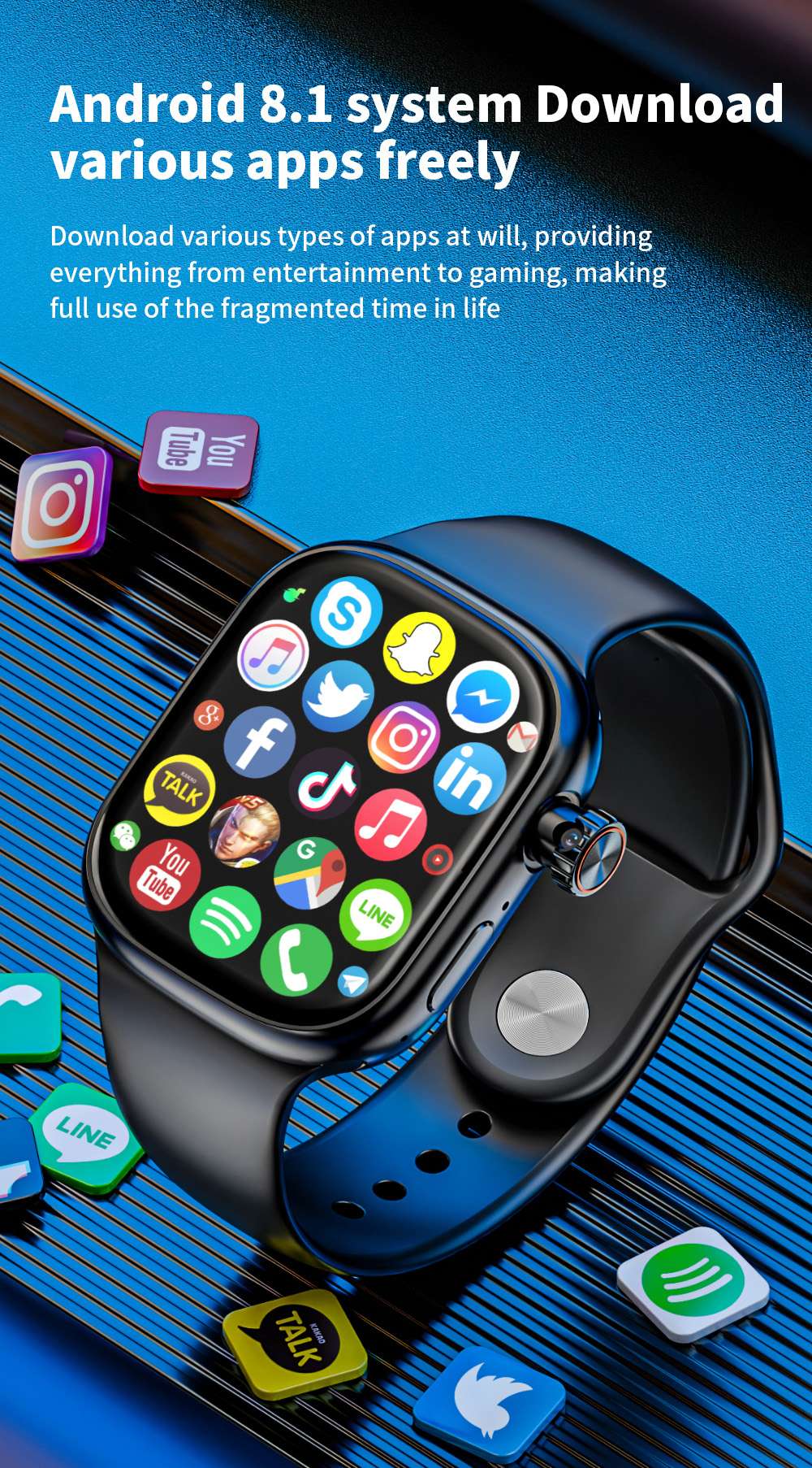 LOKMAT XH018 Smartwatch, 2.04 inch AMOLED Screen, Heart Rate Blood Oxygen Monitoring, GPS Positioning - Silver