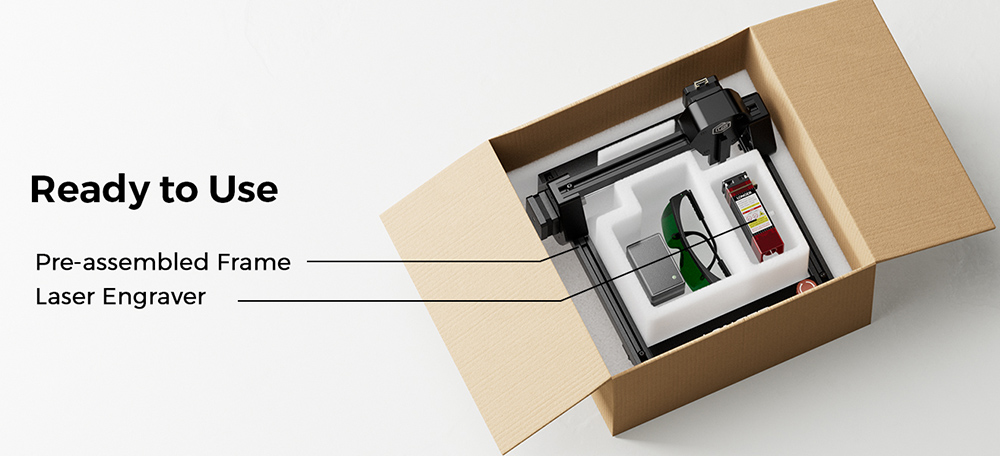 LONGER RAY5 Mini 3.5W Laser Engraver, 0.04mm Precision, 12,000mm/min Speed, for Wood/ Acrylic/ Leather/ Metal, 130*140mm