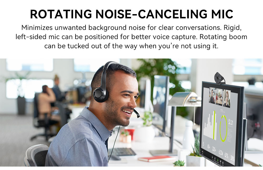 Logitech H390 Wired Headset, USB-A Plug and Play