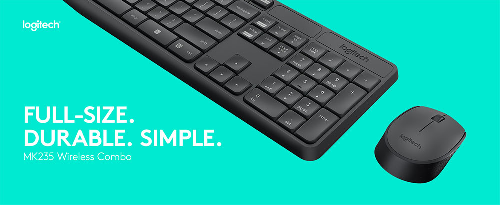 Logitech MK235 Wireless Full-size Keyboard & Ambidextrous Mouse Combo