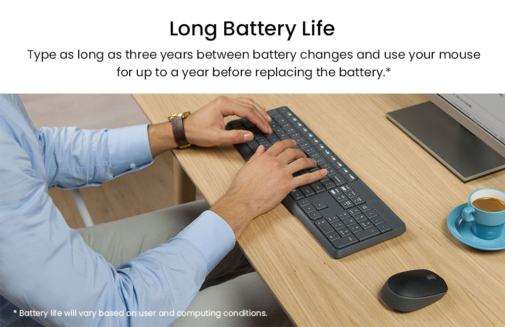 Logitech MK235 Wireless Full-size Keyboard & Ambidextrous Mouse Combo