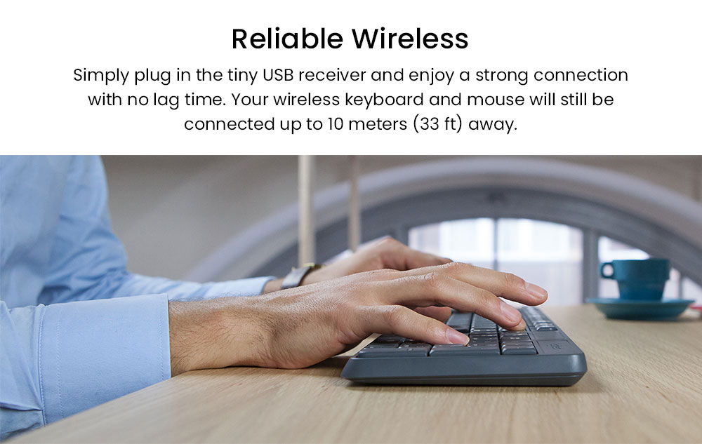 Logitech MK235 Wireless Full-size Keyboard & Ambidextrous Mouse Combo