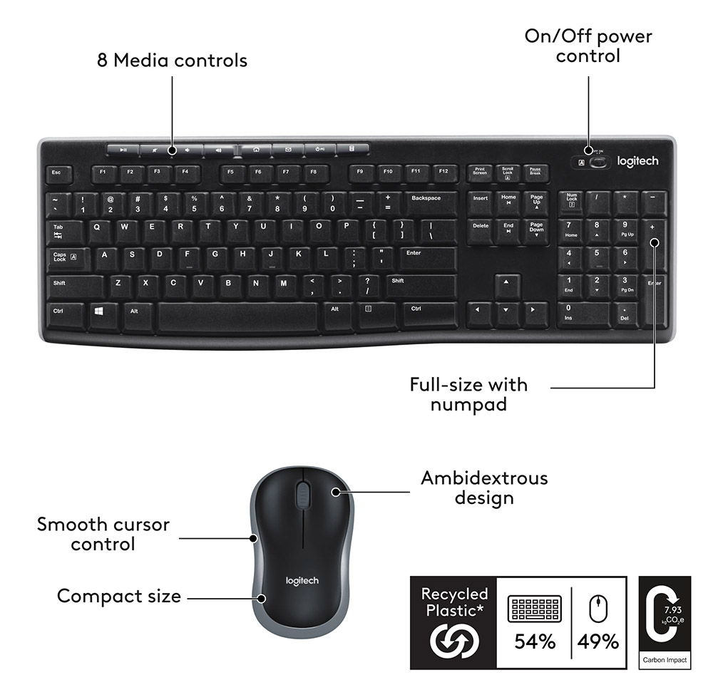 Logitech MK270 Wireless Keyboard & Mouse Combo