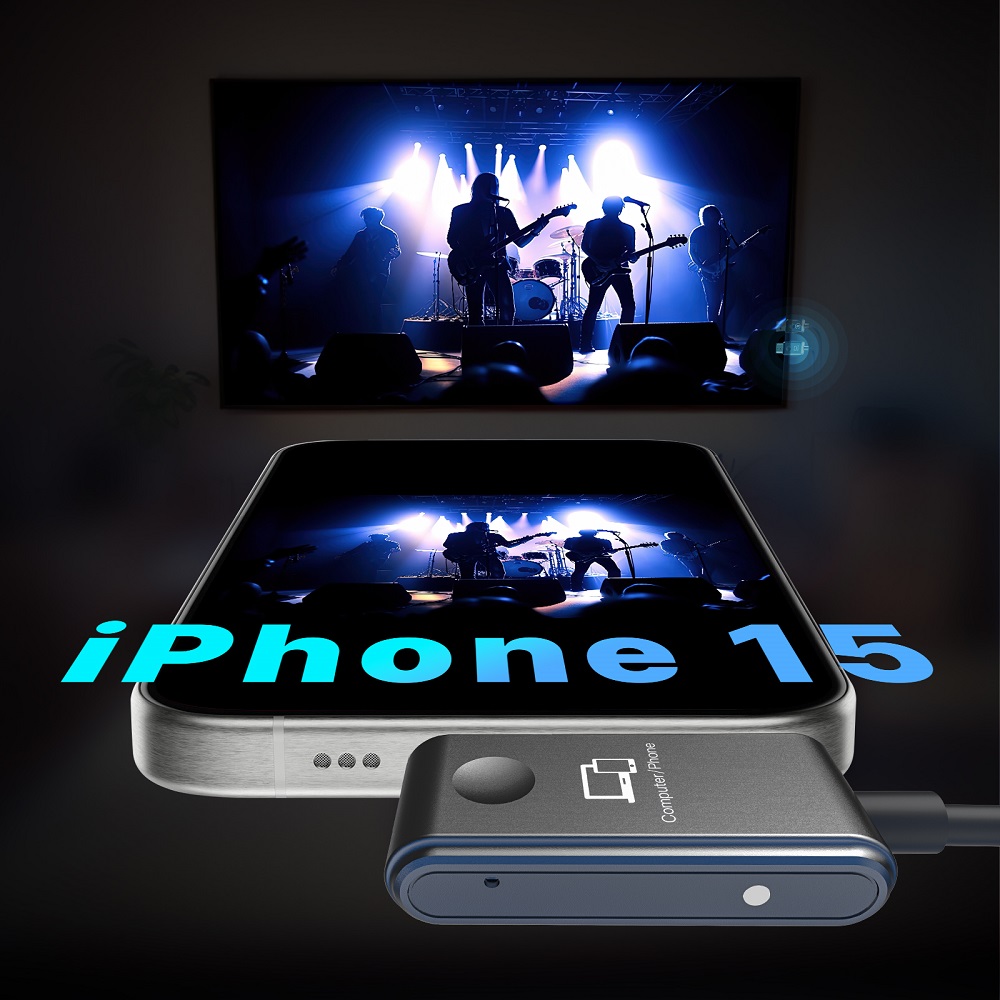 MINIX C1 USB-C-auf-HDMI-Wireless-Dongle, 50 m &Uuml;bertragung, Plug-and-Play, kompatibel mit iPhone 15